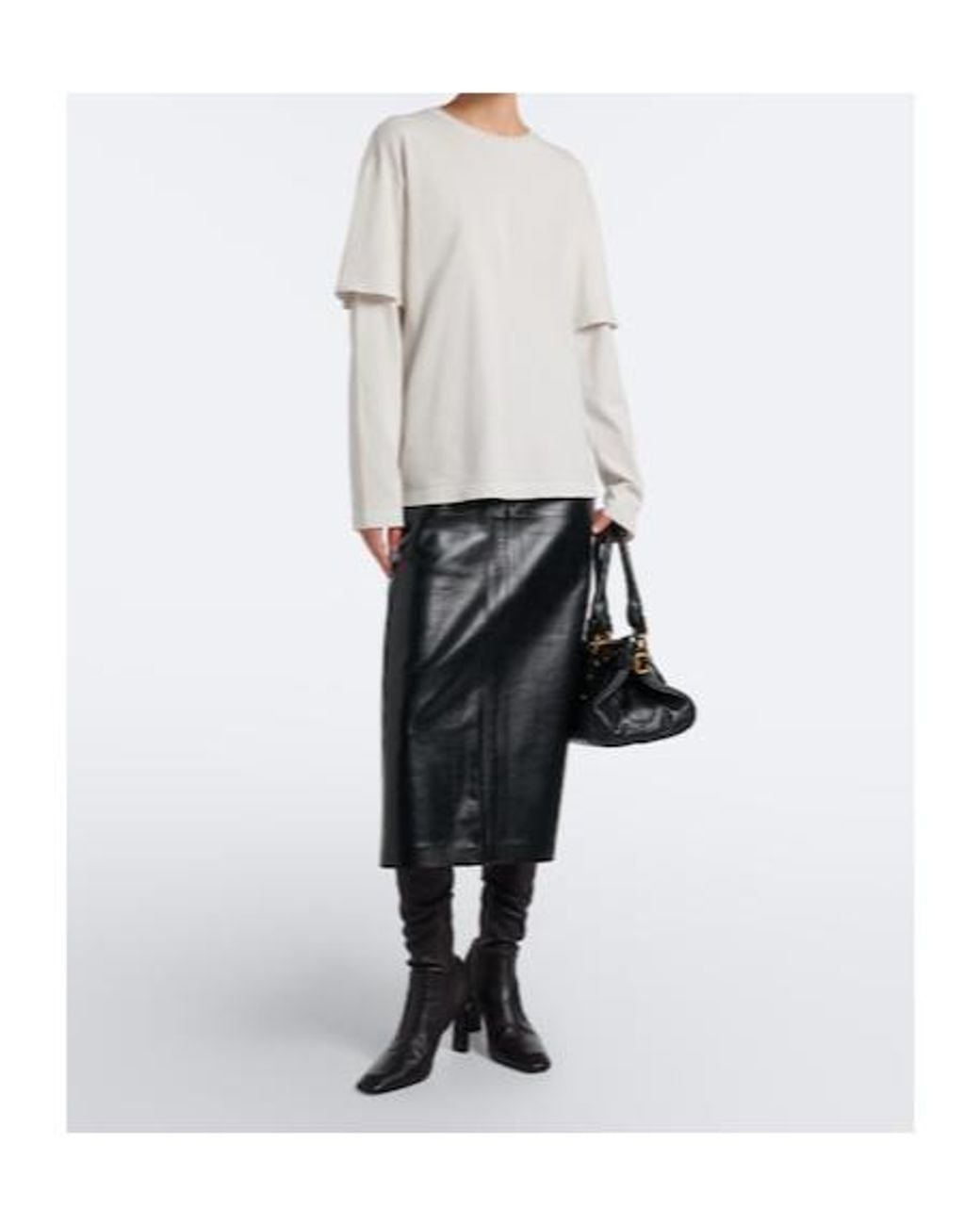 Agolde Black Hikson Leather-Blend Pencil Skirt