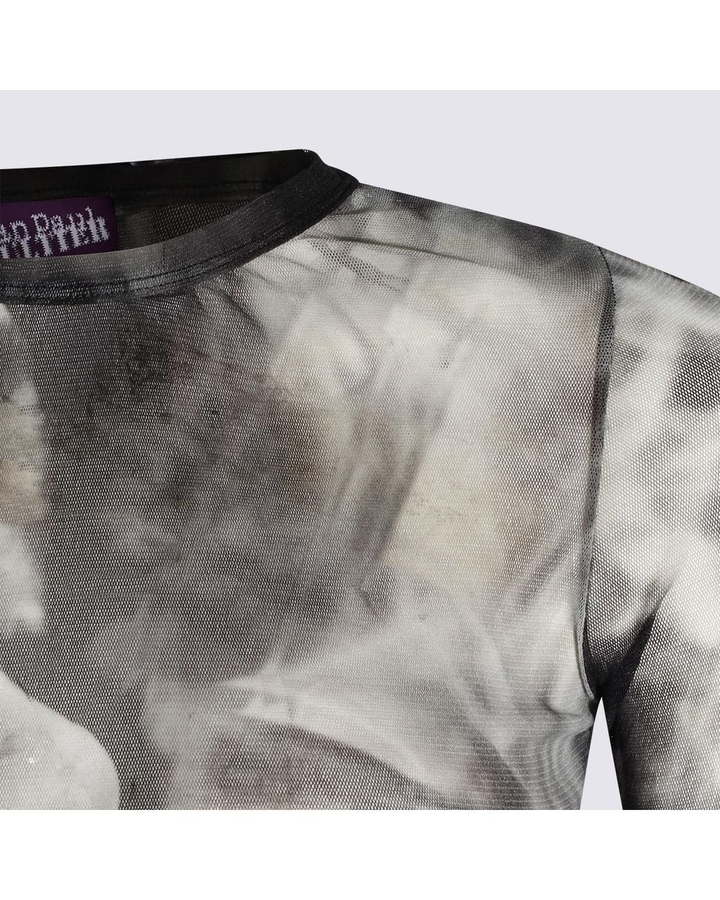 Jean Paul Gaultier Black Smoking Print Mesh Top