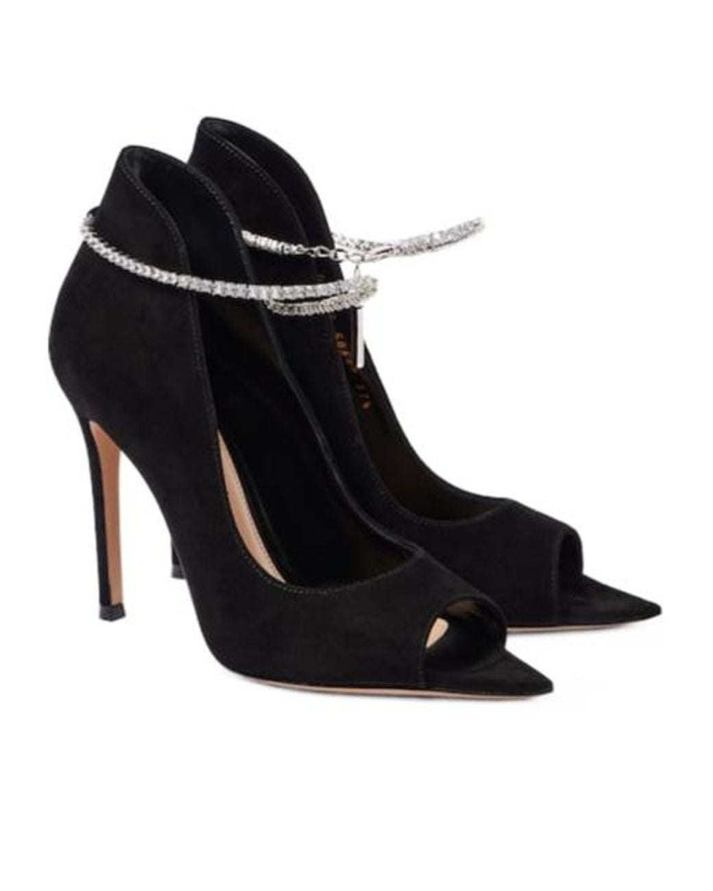 Gianvito Rossi Black Suede Peep-Toe Stiletto Heels