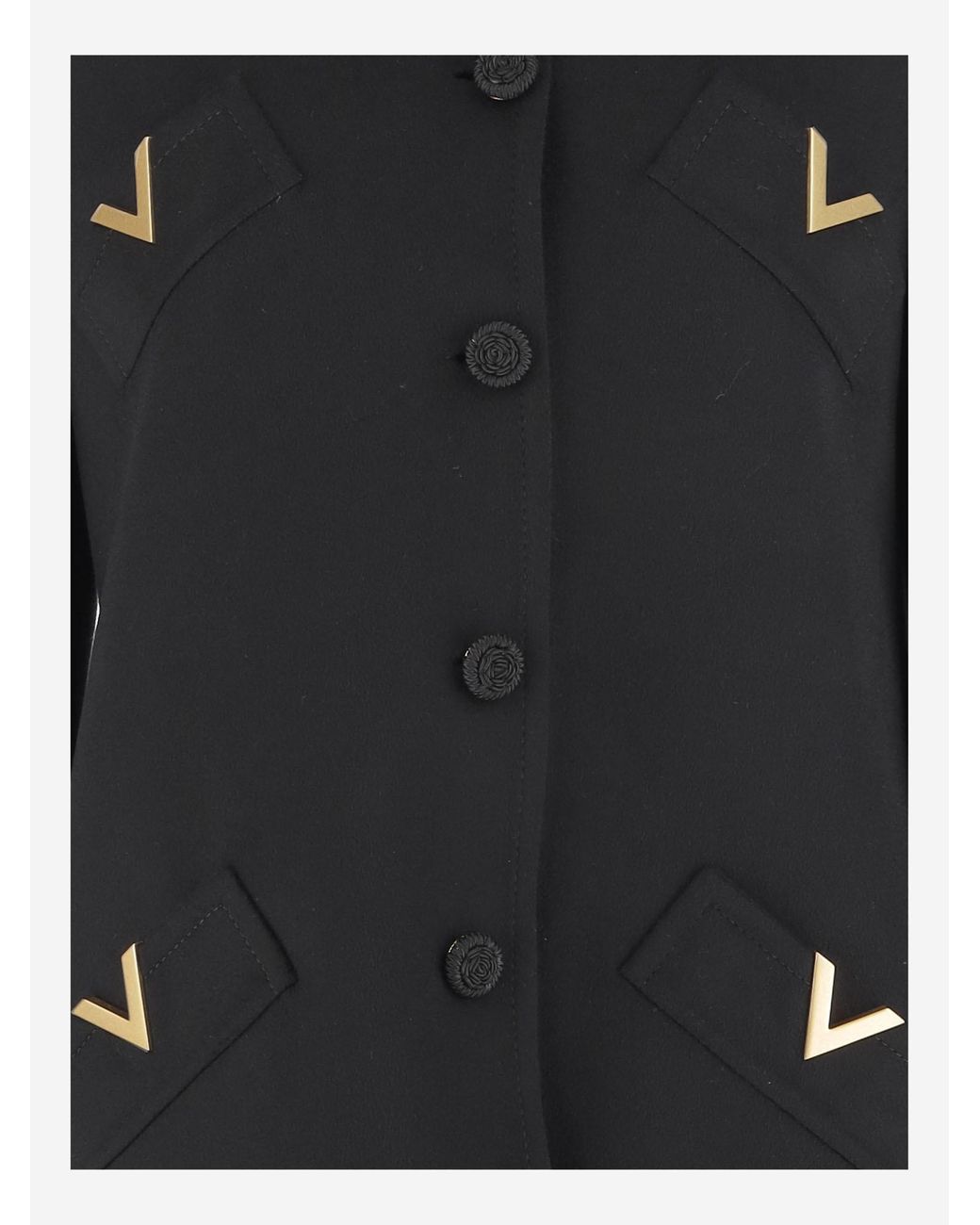 Valentino Black Button-Up A-Line Hem Coat