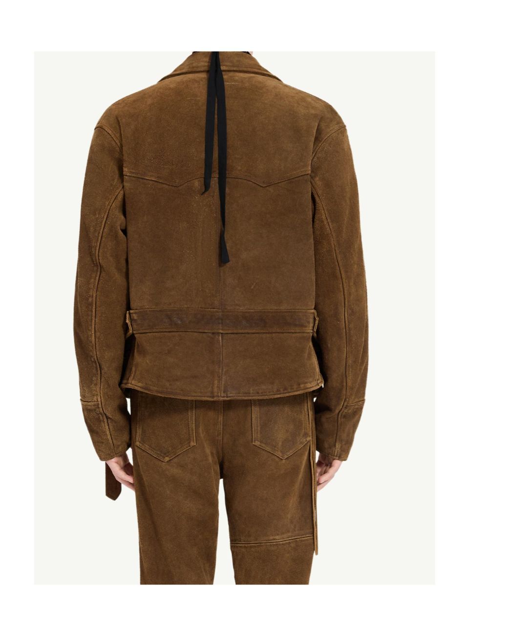 MM6 by Maison Margiela Brown Suede Biker Jacket for men