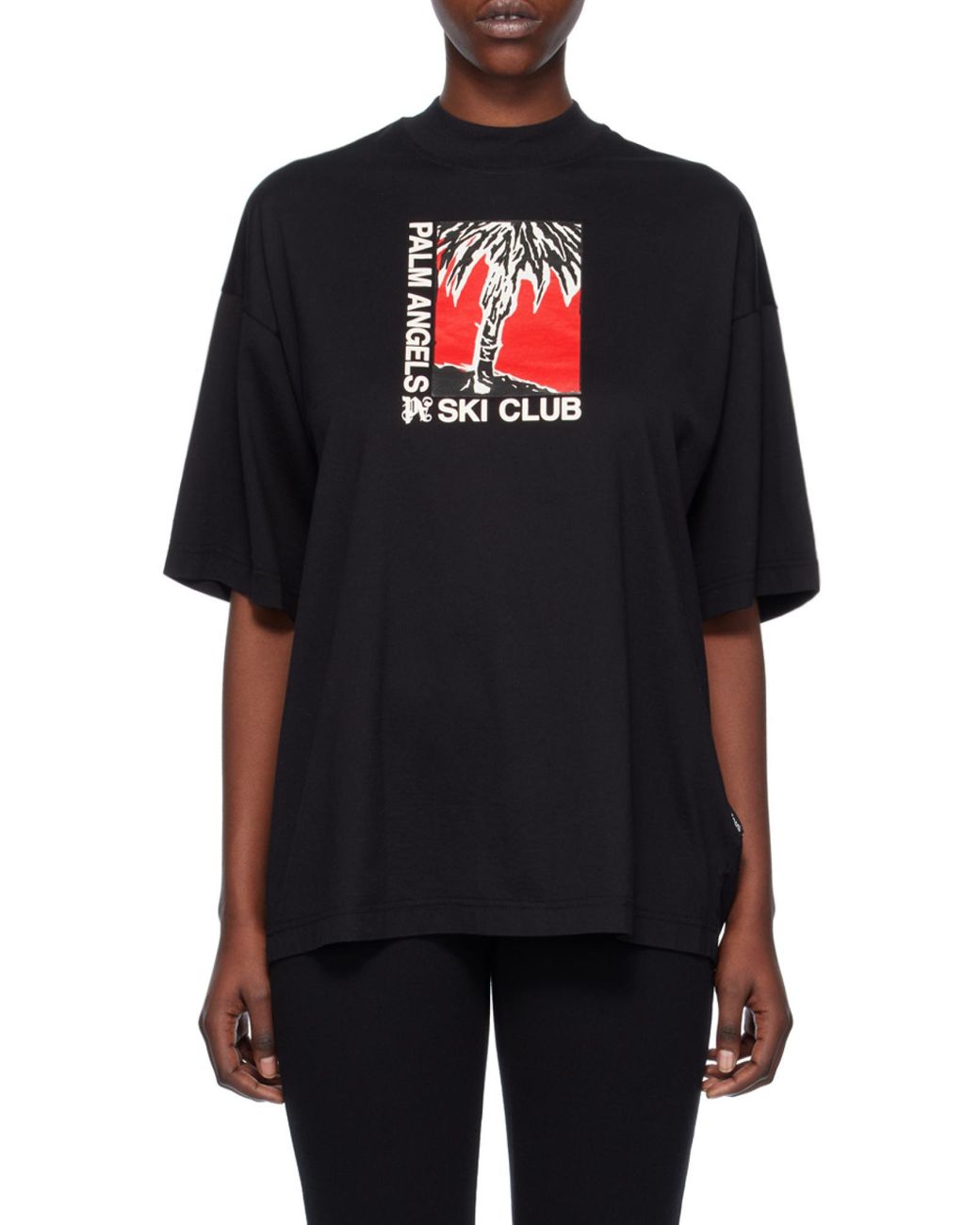 Palm Angels Black Graphic Printed Crewneck T-Shirt