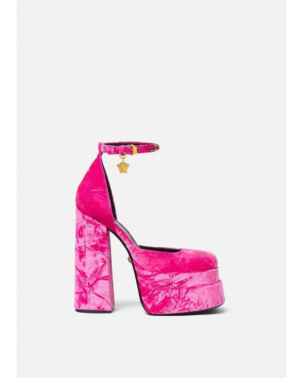 Versace Pink Medusa Aevitas Embellished Platform Pumps