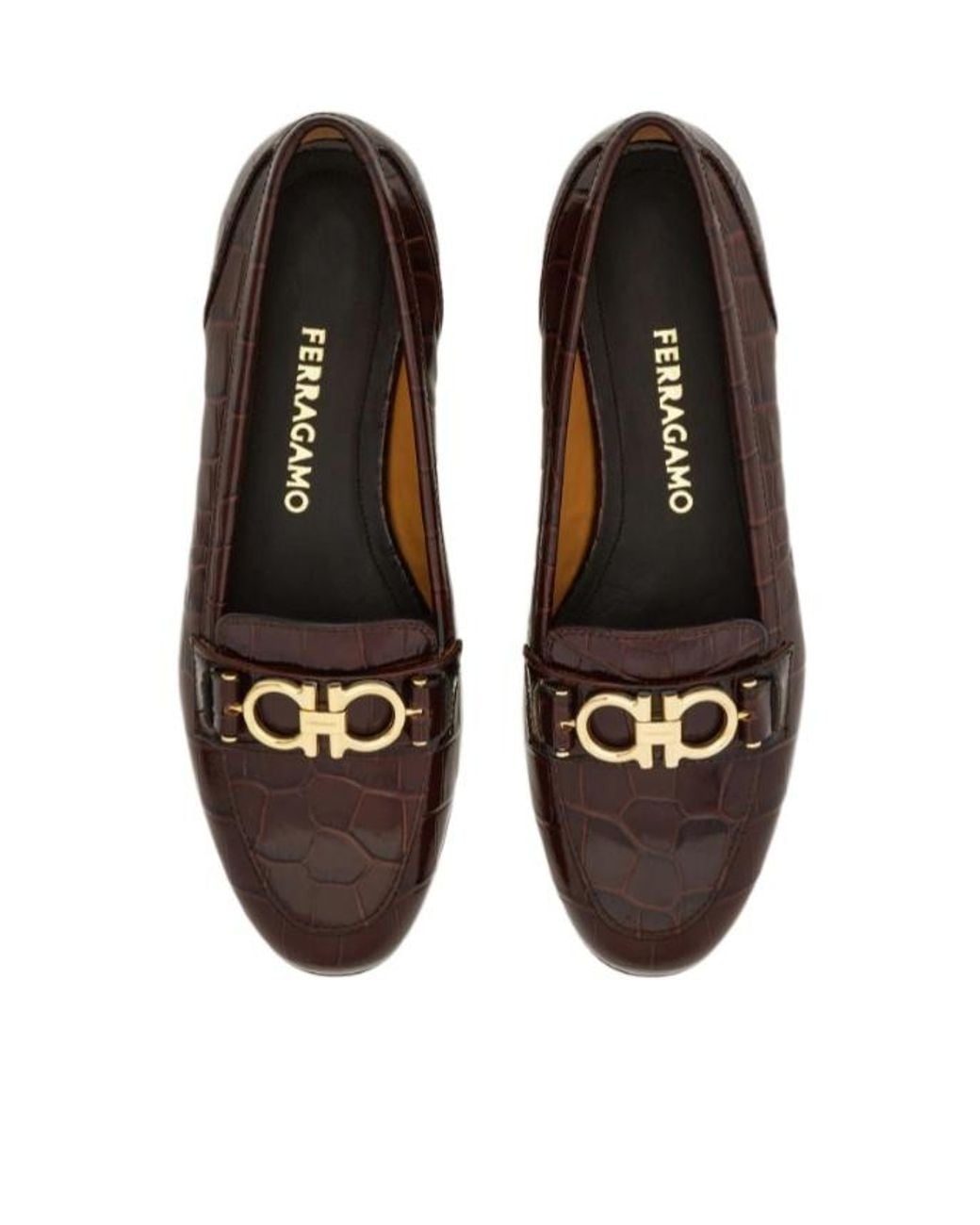 Ferragamo Brown Round-Toe Moccasins