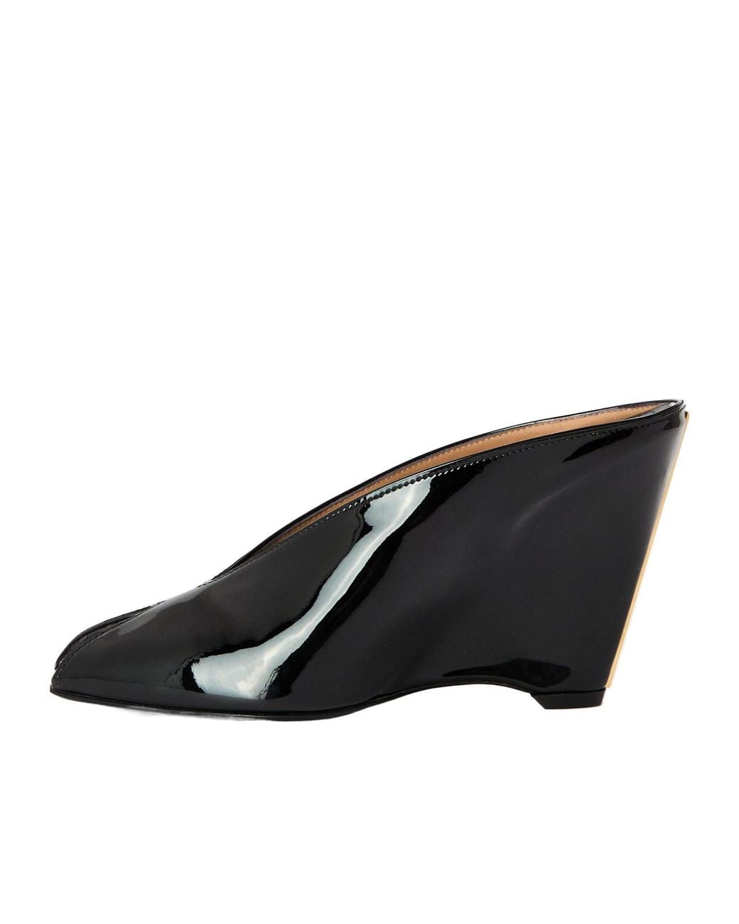 Ferragamo Black Glossy Patent Pointed Mule Slides