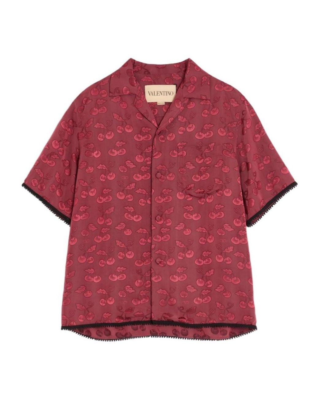 Valentino Red Jacquard Patterned Bowling Shirt for men