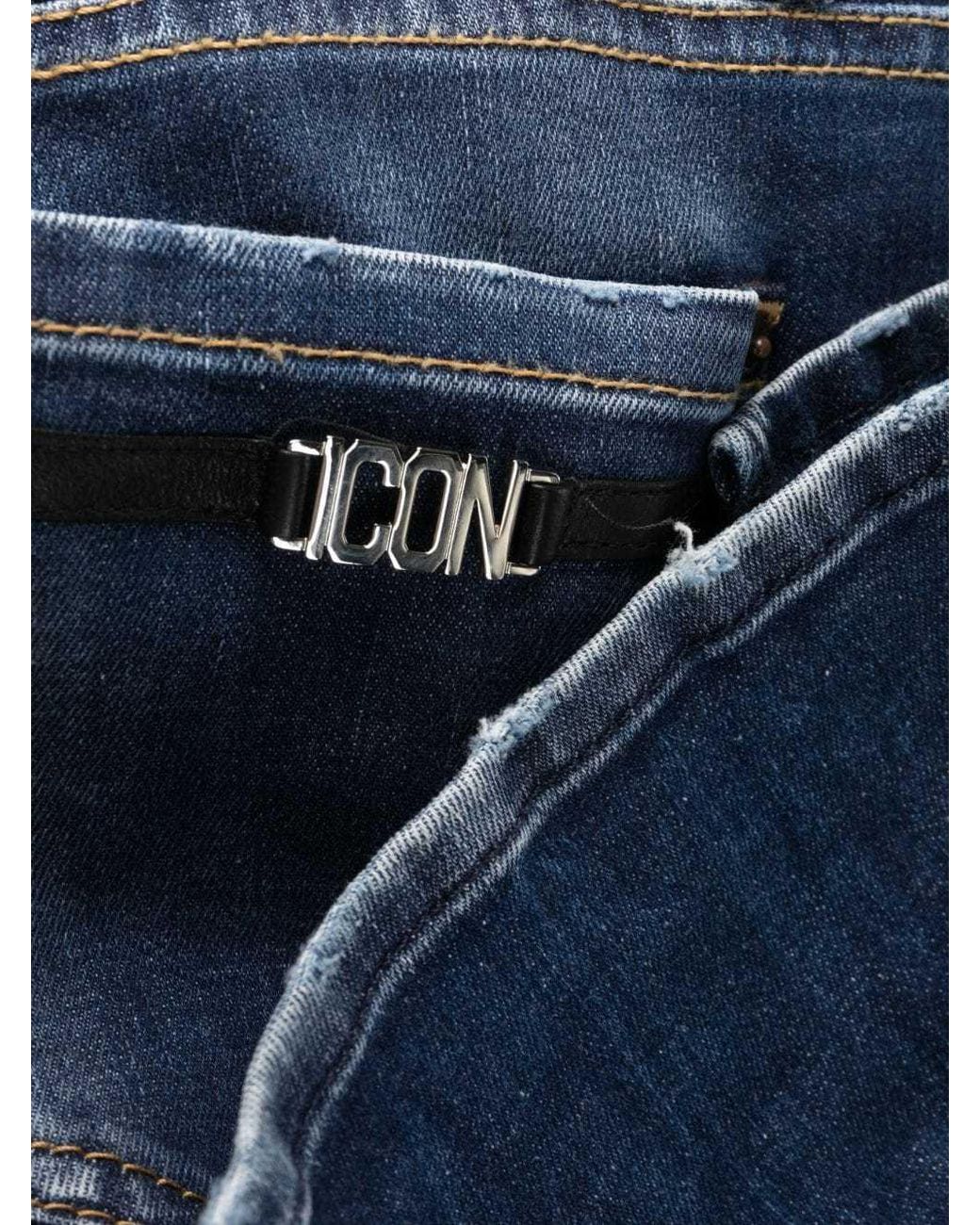 DSquared² Blue Distressed Split Cuffs Trumpet Bootcut Jeans