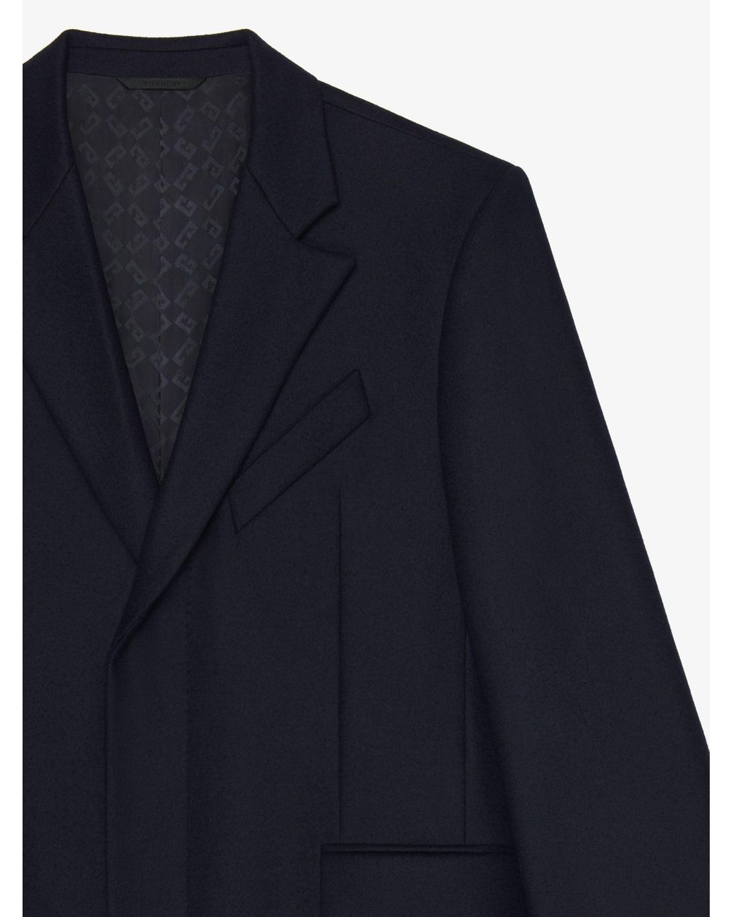 Givenchy Blue Collared Fitted Long Coat for men