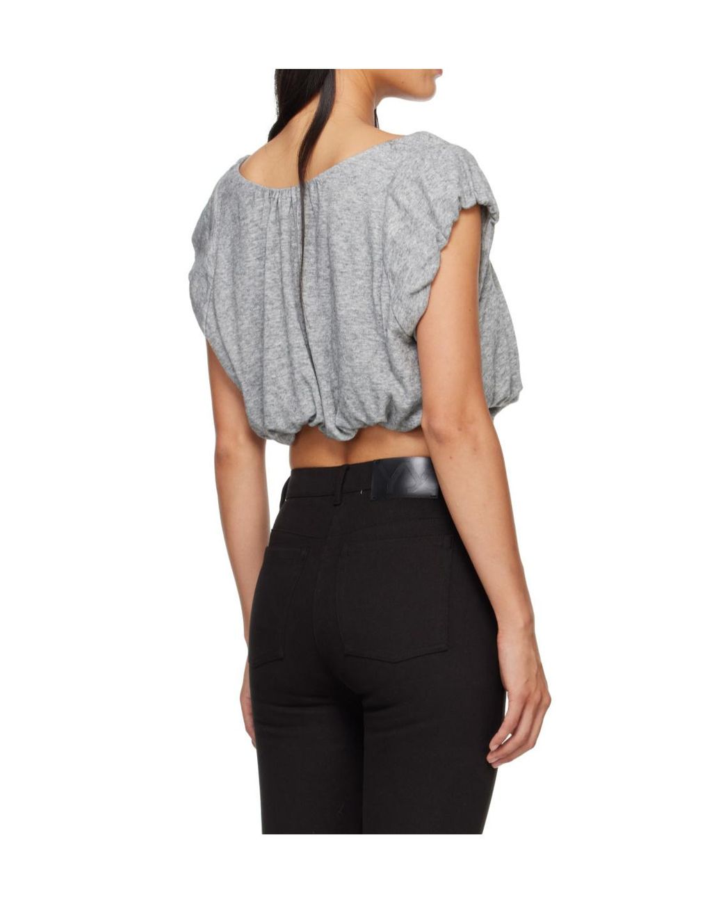 OPEN YY Gray Shirred Jersey Vest