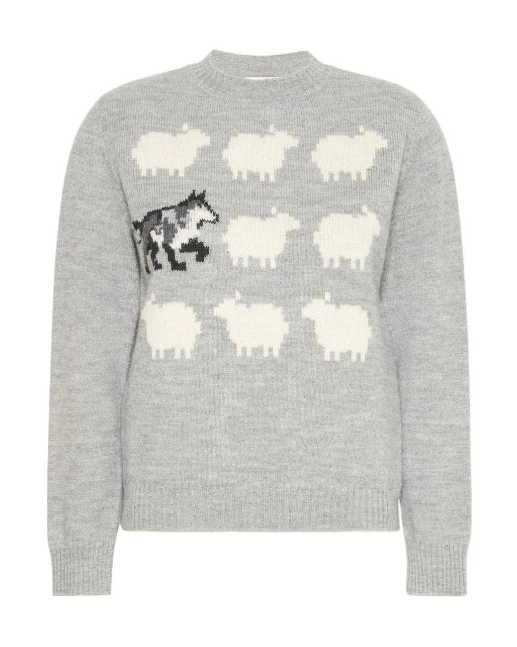 Weekend by Maxmara Gray Flock Intarsia Knitted Sweater