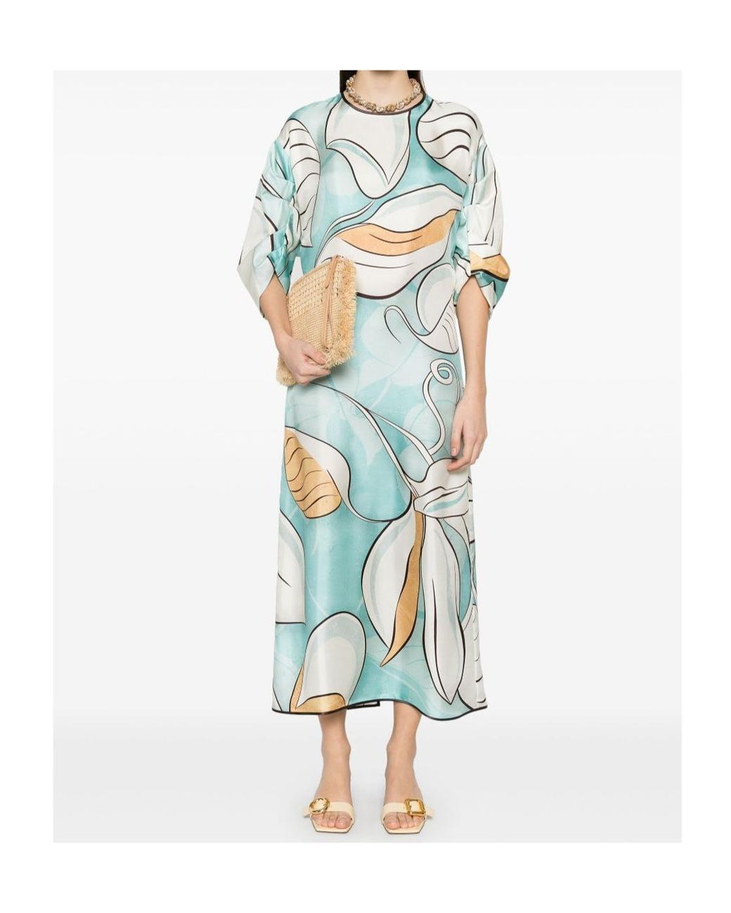 F.R.S For Restless Sleepers Blue Floral Midi Dress