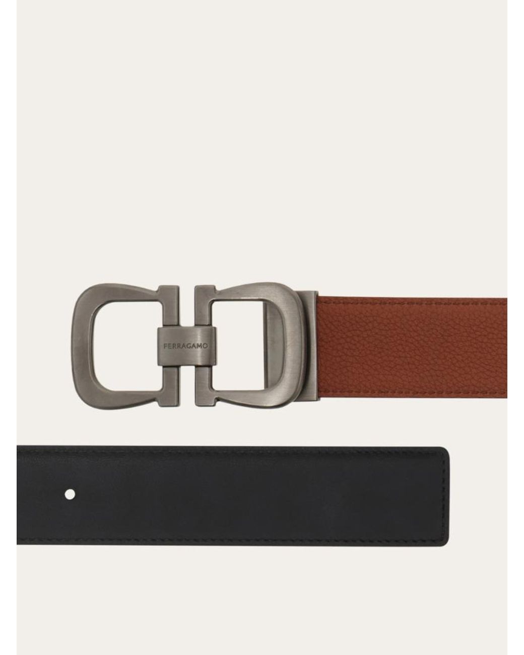 Ferragamo Brown Ferragamo Reversible Gancini Leather Belt for men