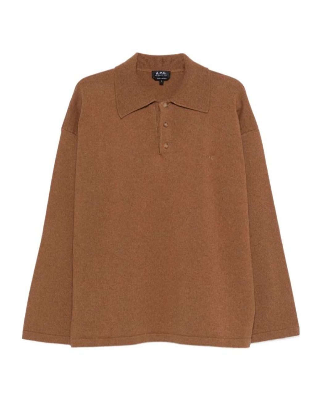 A.P.C. Brown Wool Polo Shirt for men