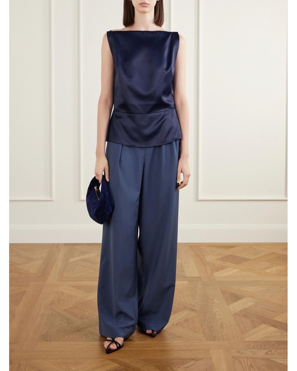 Co. Blue Satin-Front Sleeveless Vest