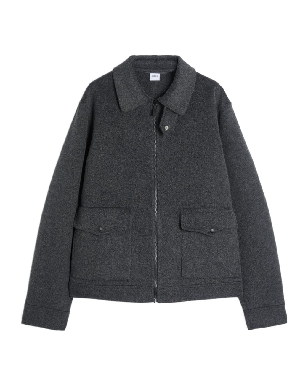 Aspesi Black Double Wool Coat for men