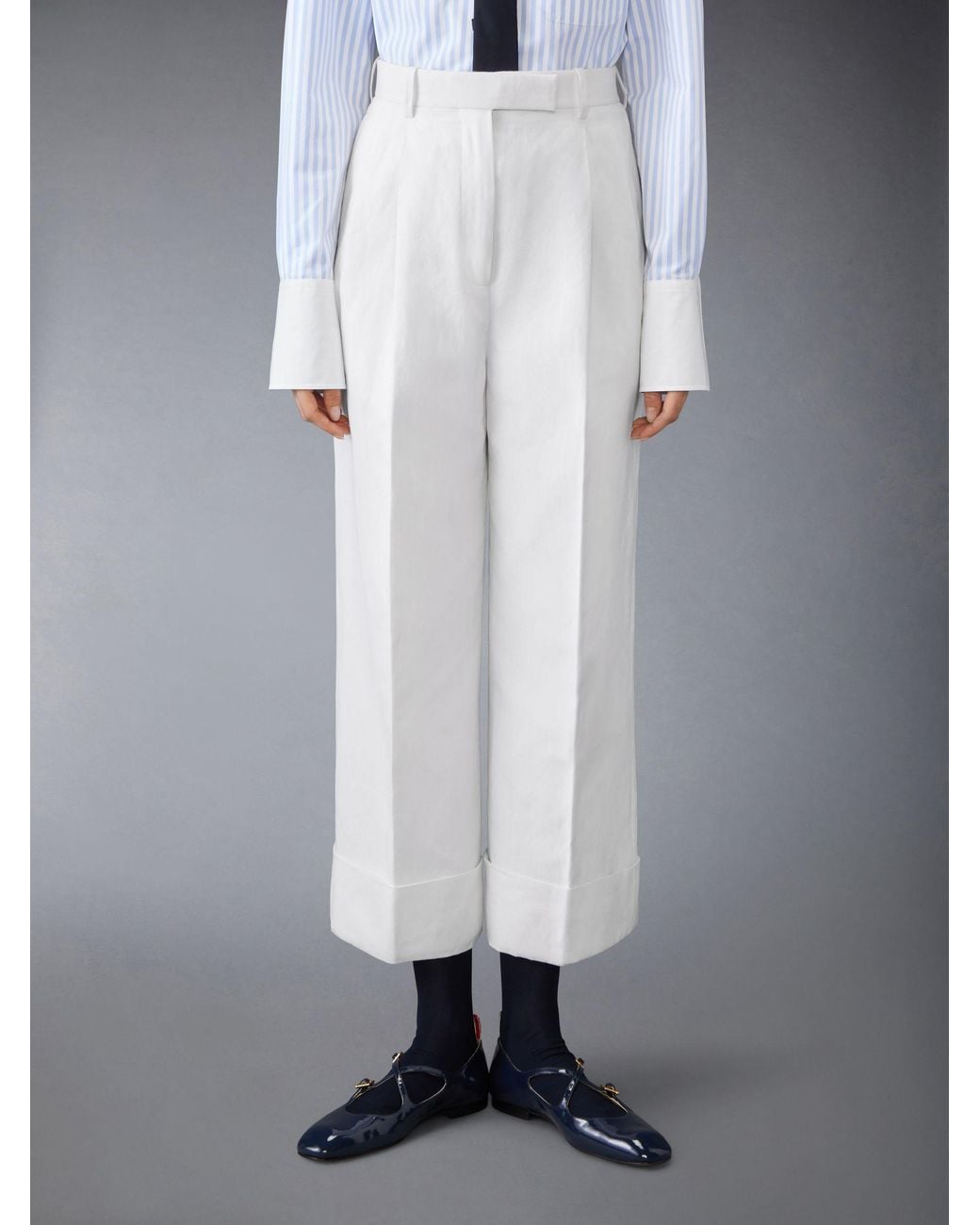Thom Browne White High-Waisted Trousers