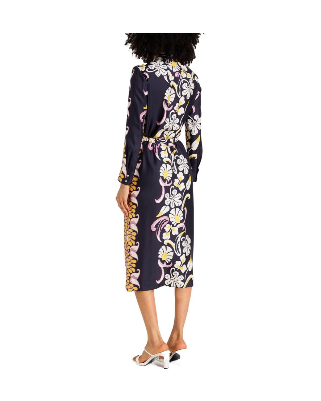 Tory Burch Blue Floral Long-Sleeve Shirt Dress