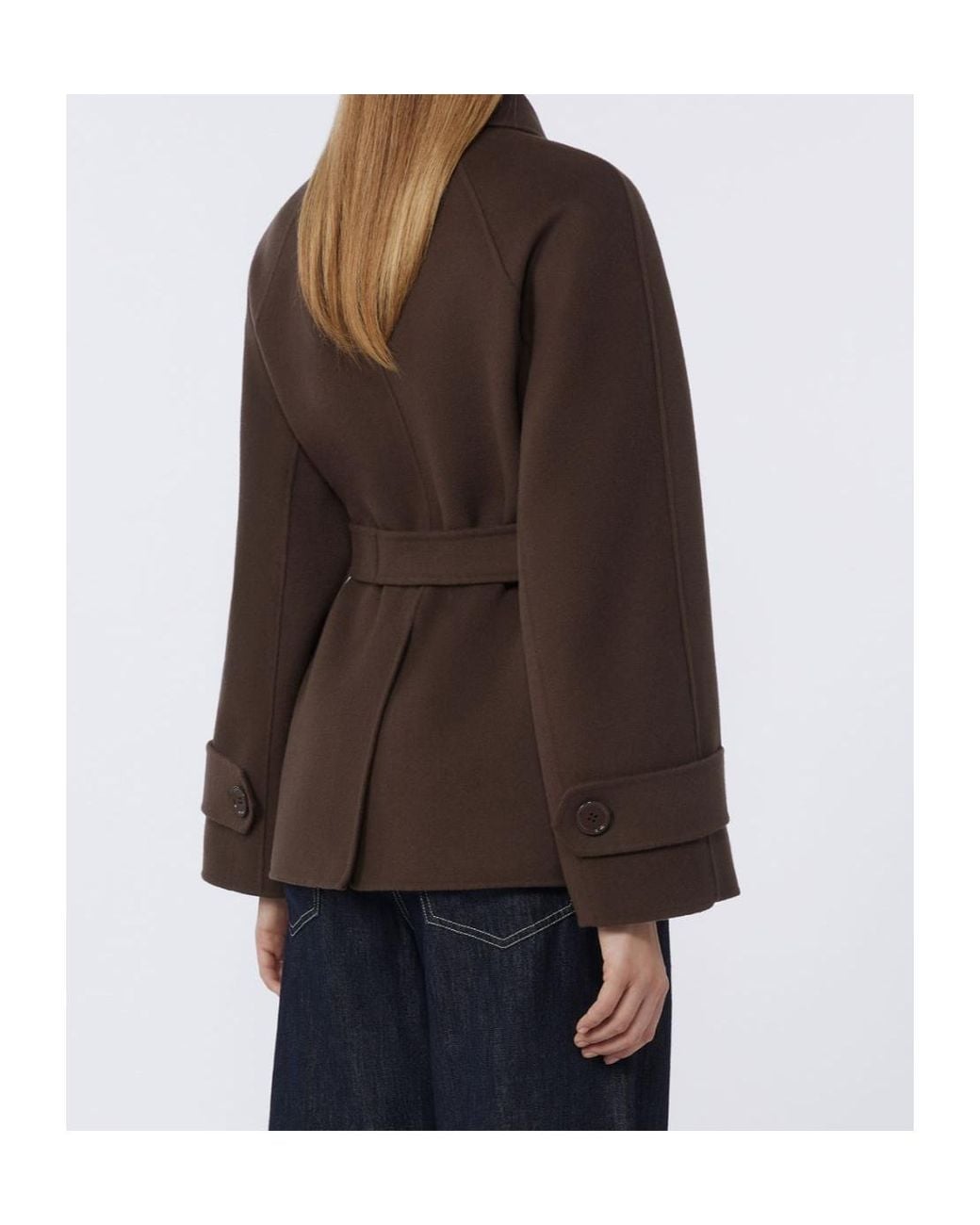 Max Mara Brown 'S Louise Double Breasted Short Belted Jacket