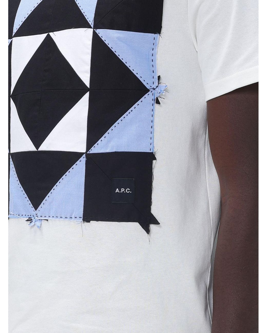 A.P.C. Blue Patchwork-Detail T-Shirt for men