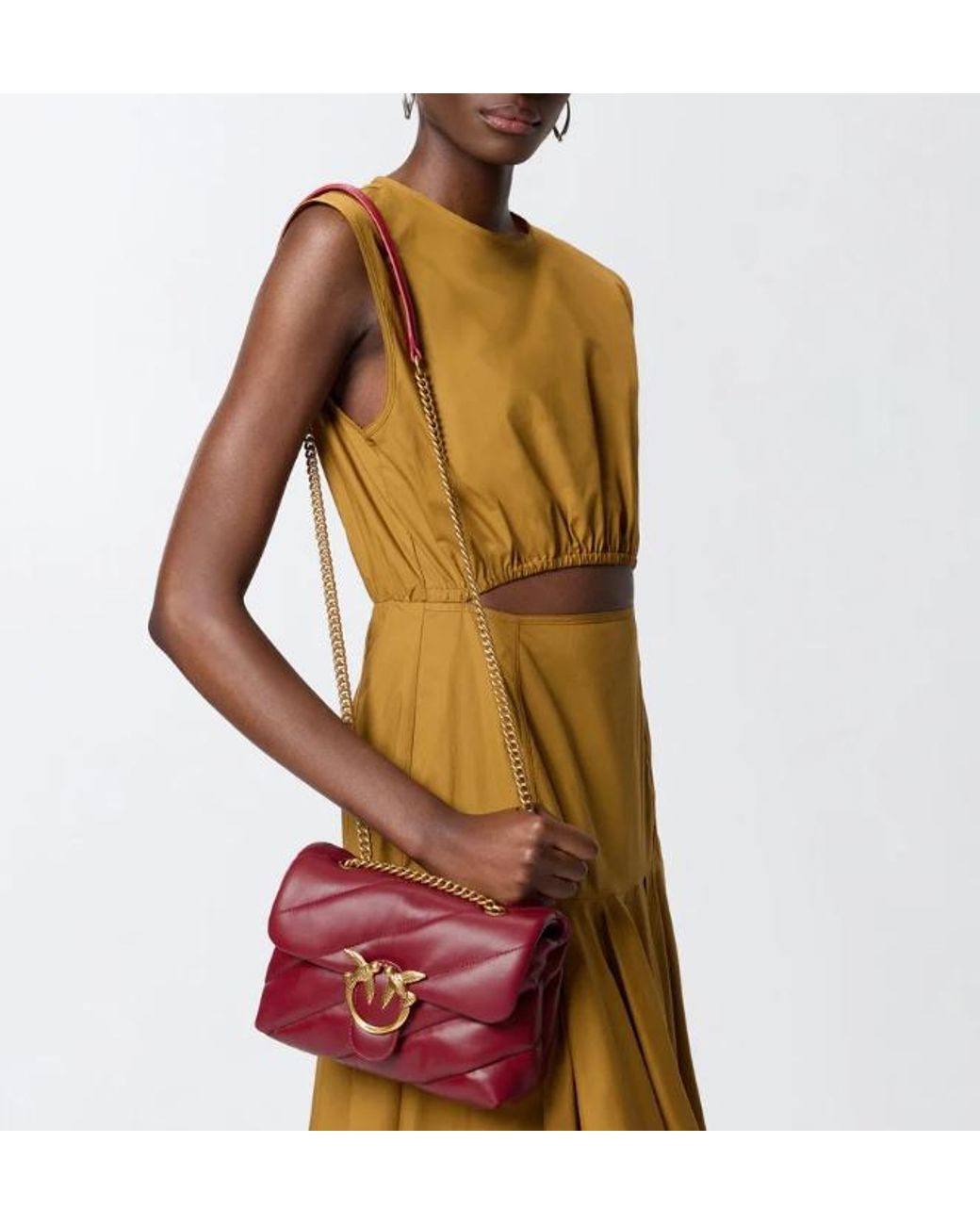 Pinko Red Love Puff Quilted Mini Shoulder Bag