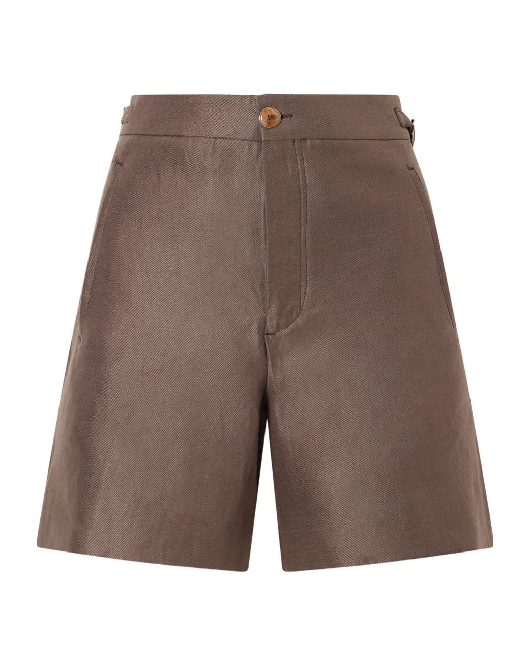 God's True Cashmere Brown Cropped Linen Shorts