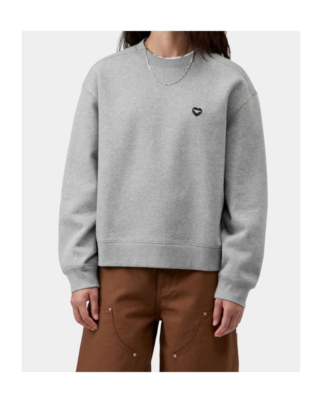 Carhartt Gray Small Heart Patch Sweatshirt for men