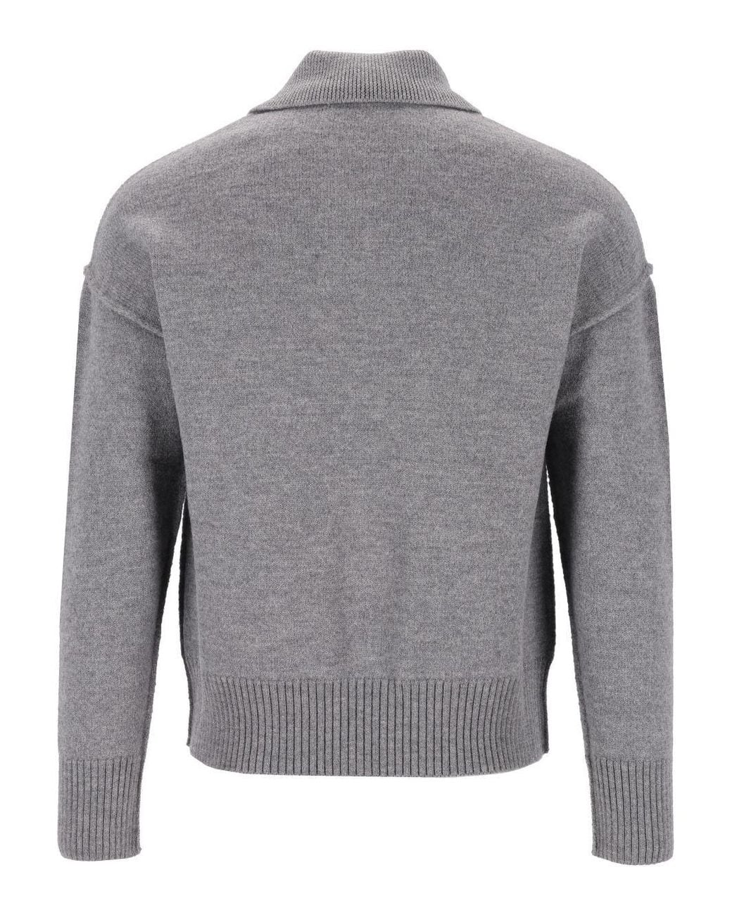 AMI Gray Ami Ami De Coeur Long Sleeved Polo Shirt for men