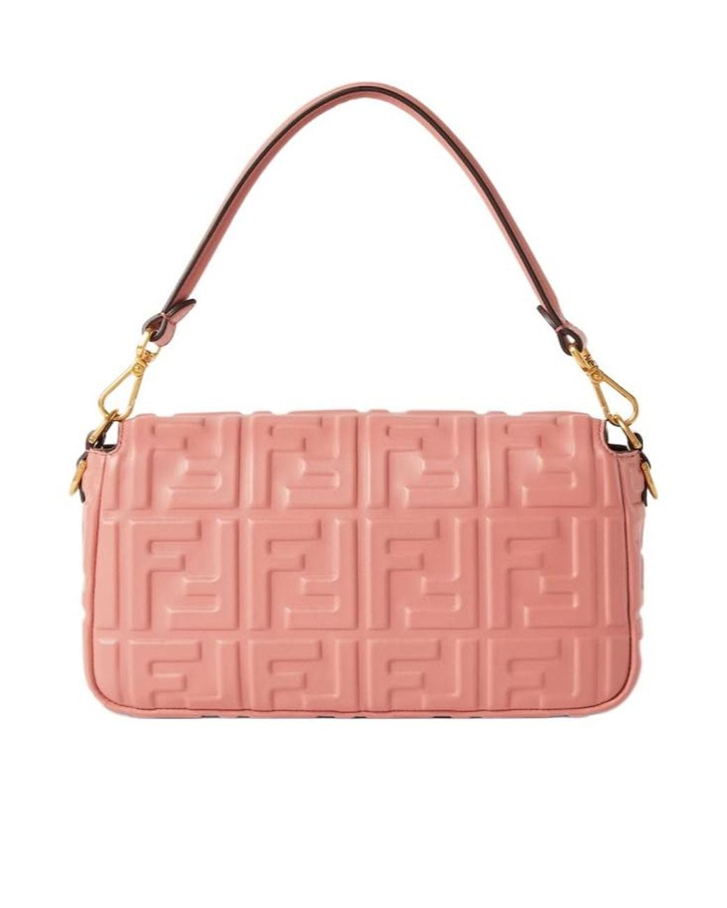 Fendi Pink Baguette Ff Embossed Shoulder Bag