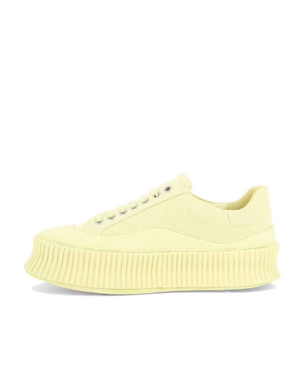 Jil Sander Yellow Panelled Round-Toe Sneakers