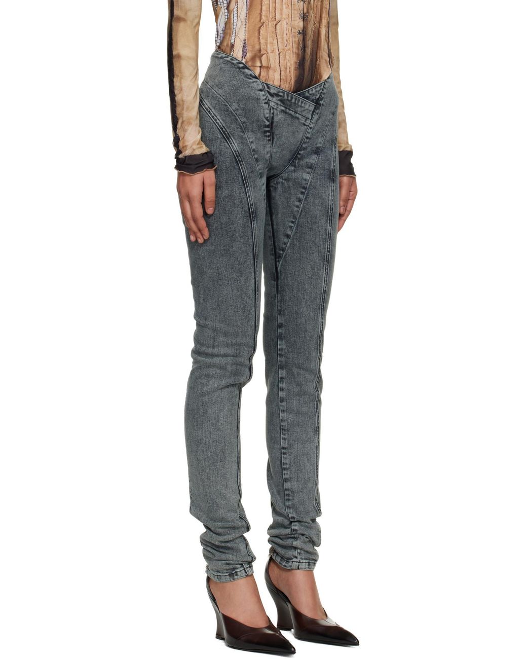 KNWLS Blue Celet Panelled Low-Rise Jeans