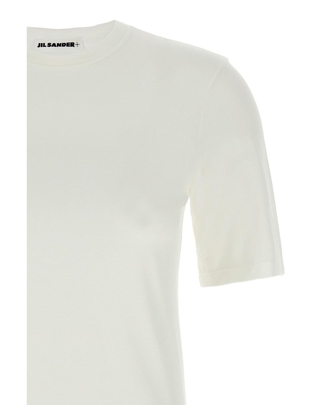 Jil Sander White Logo Printed Crewneck T-Shirt