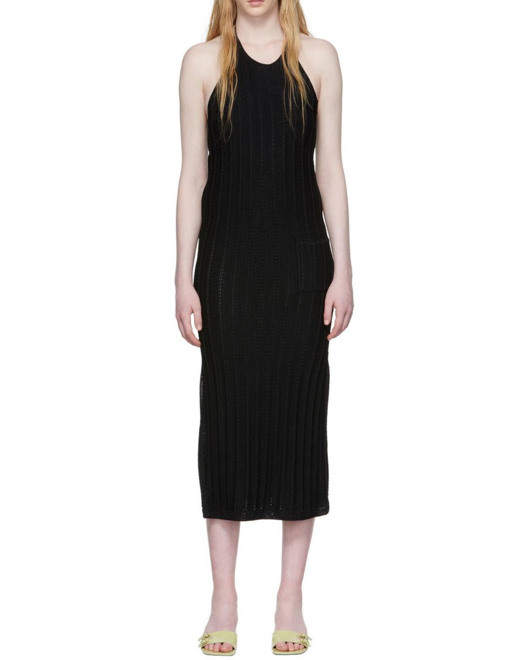 Ganni Black Knit Halter Midi Dress