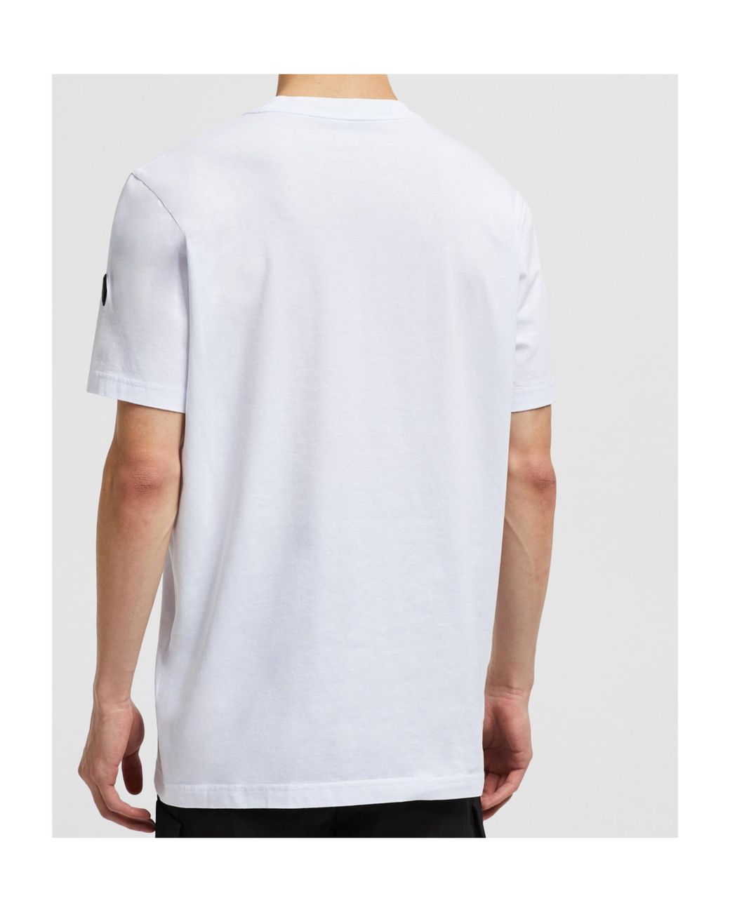 Moncler White Logo Printed Crewneck T-Shirt for men