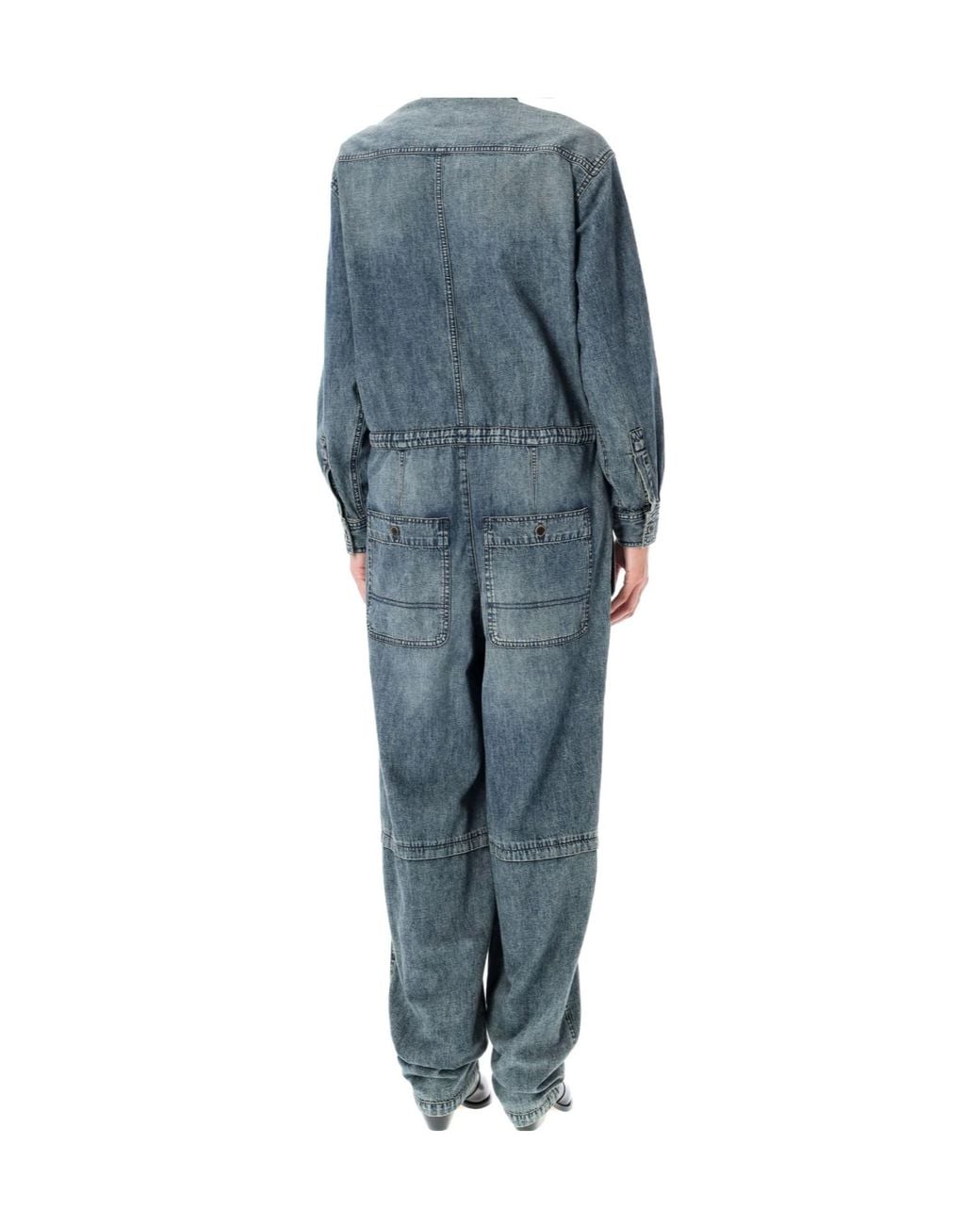 Isabel Marant Blue Nadia Button-Fastening Flap-Pocket Jumpsuit