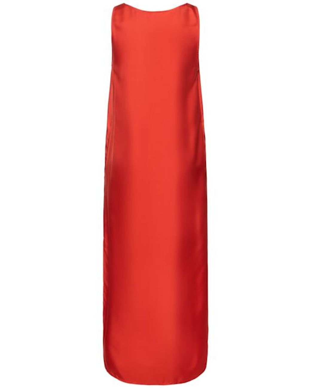Loulou de Saison Red Nada Scoop Neckline Silk Long Dress
