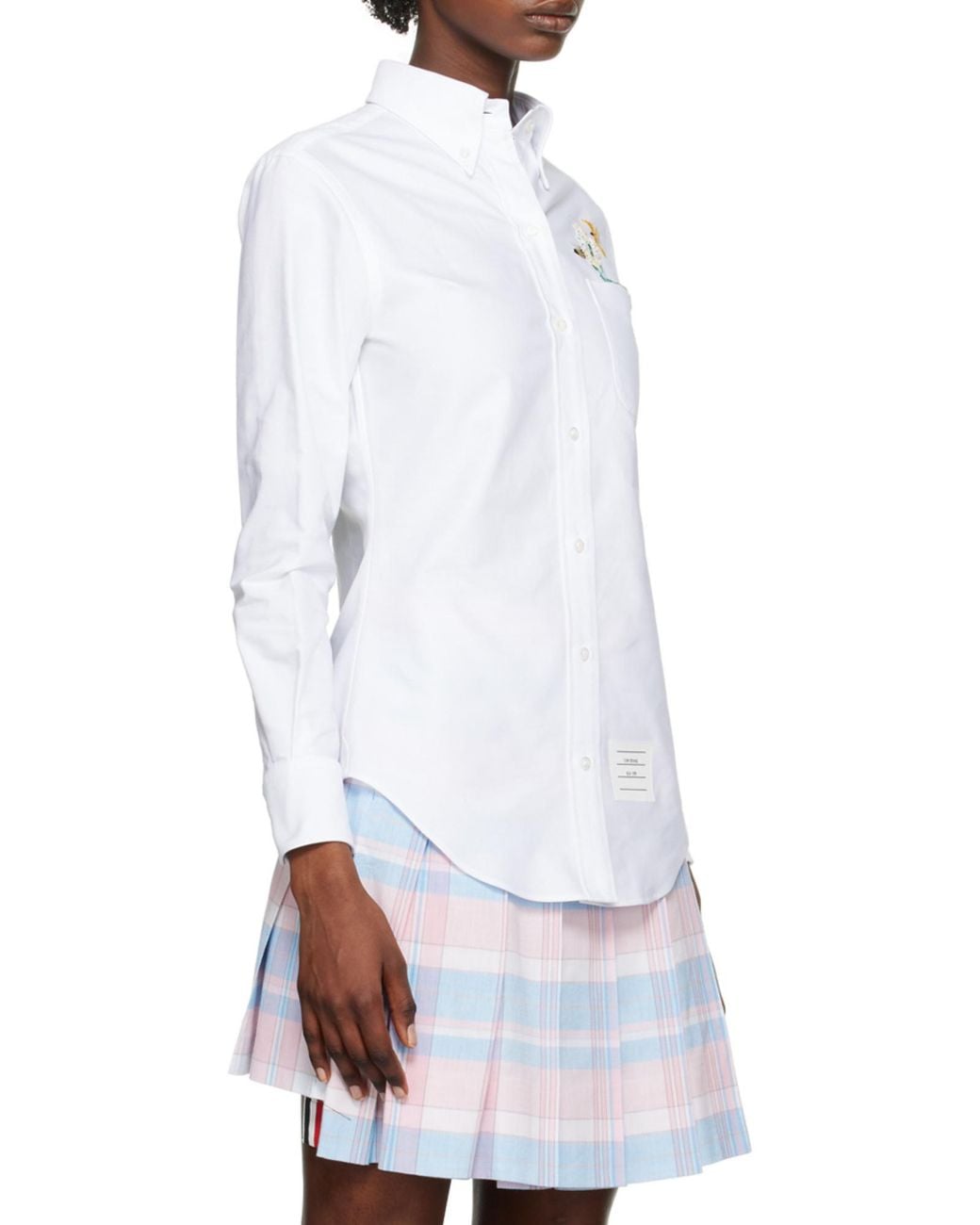 Thom Browne White Embroidered Long-Sleeve Shirt