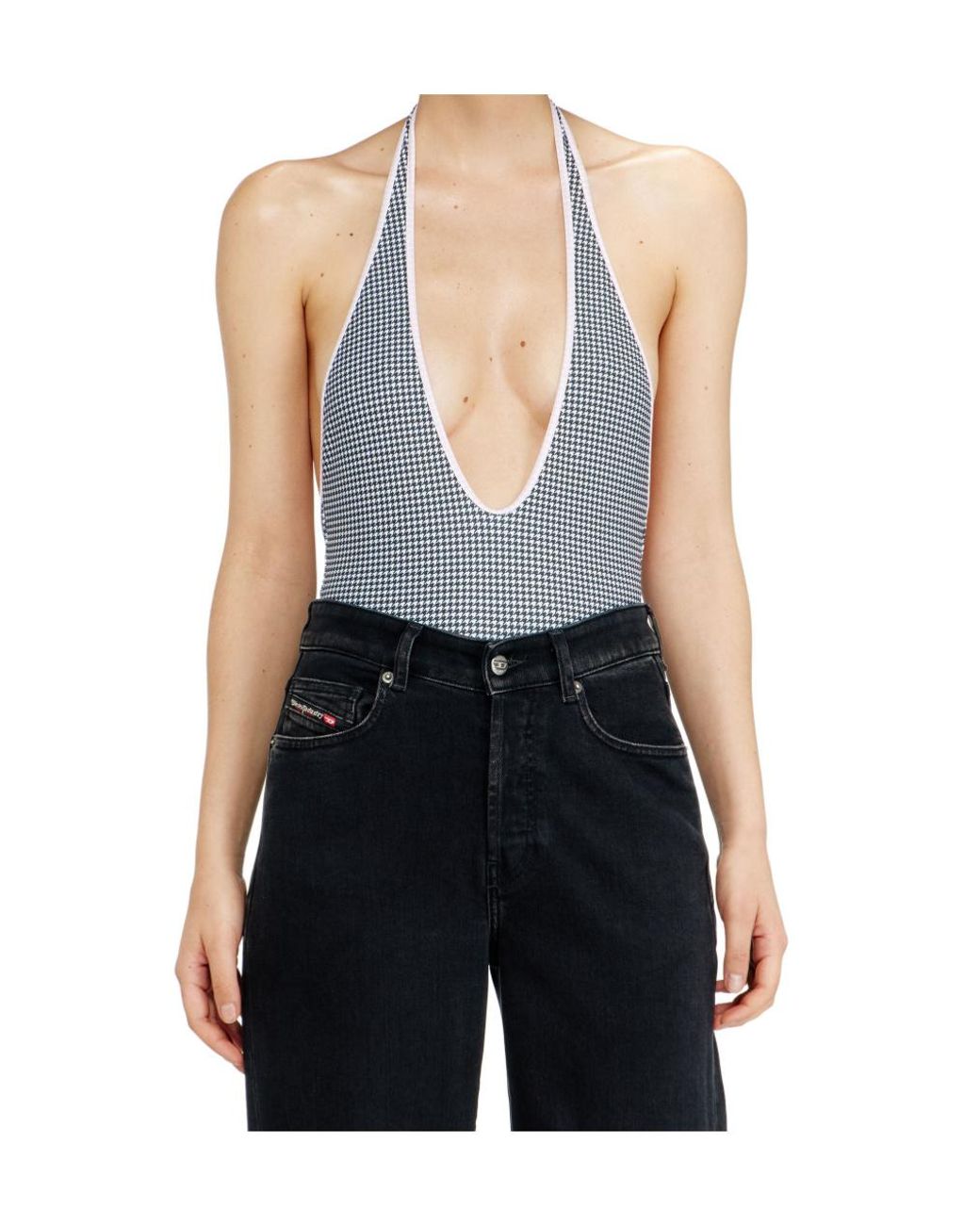DIESEL Blue Allie-D-Core Houndstooth Printed Swimsuit