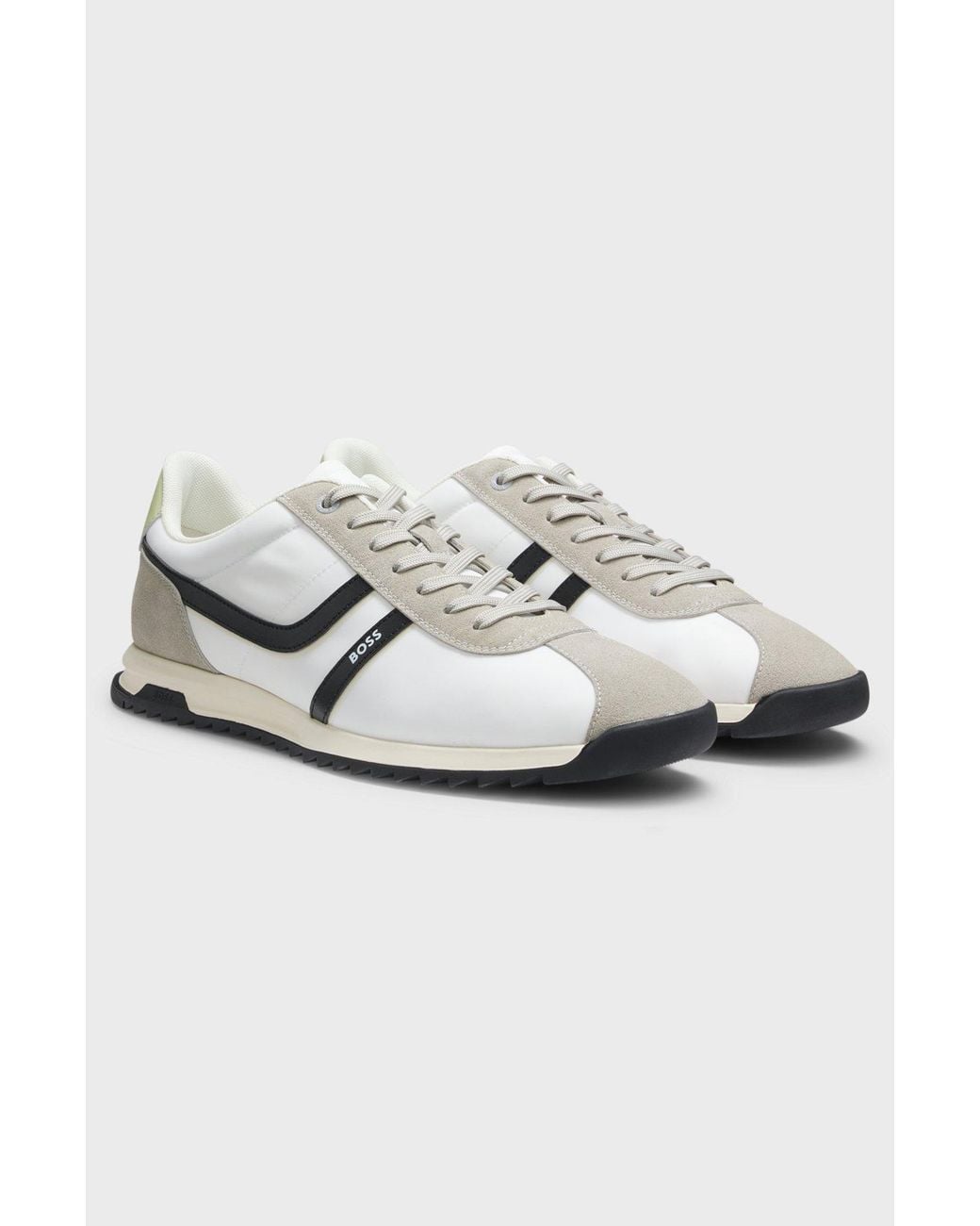 Boss White Retro Runner Sneakers for men