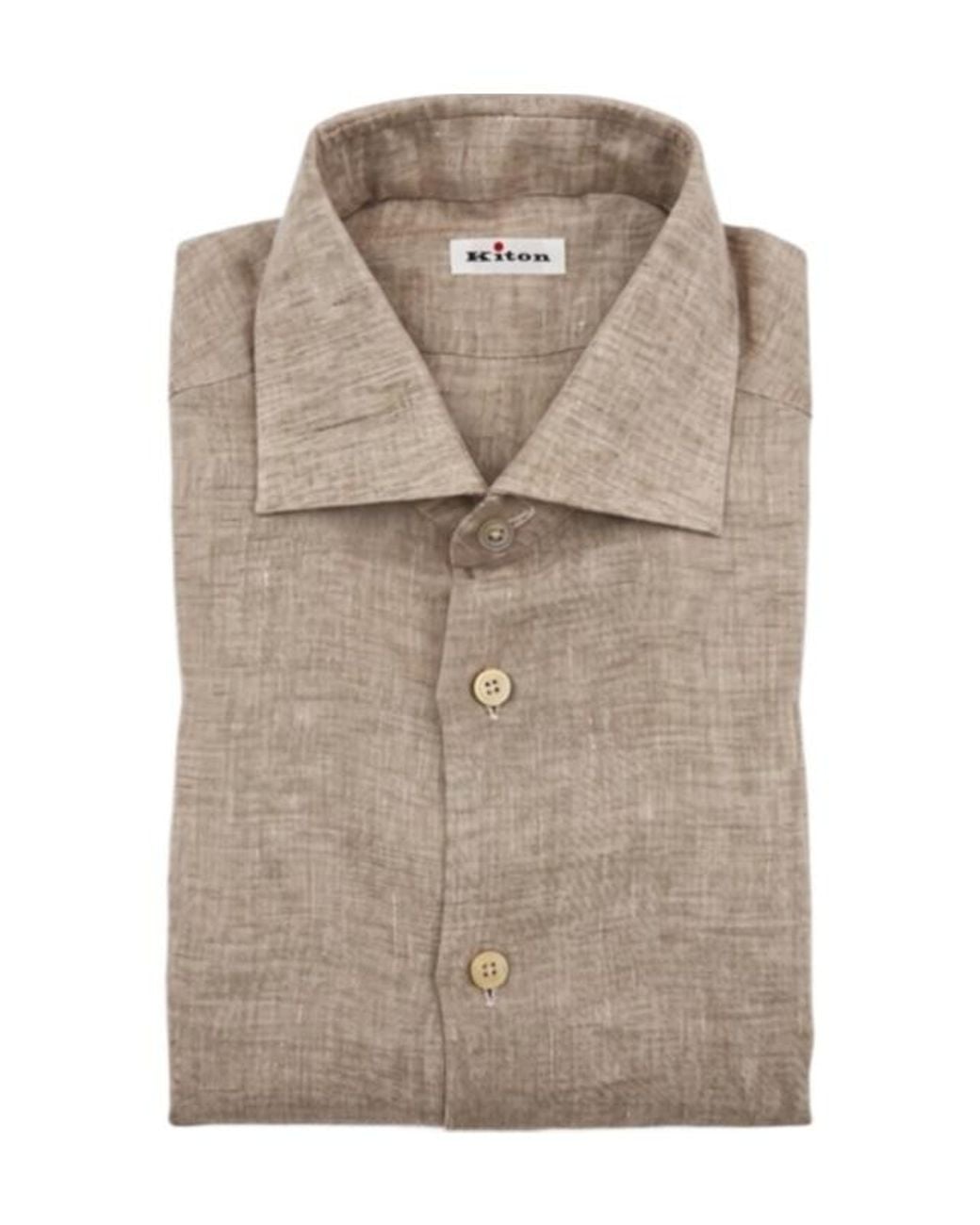 Kiton Natural Mélange-Effect Button-Up Shirt for men
