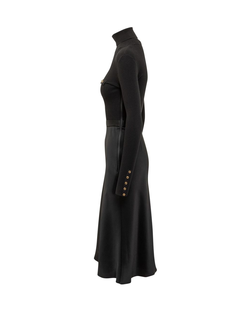 Elisabetta Franchi Black Turtleneck Long-Sleeved Dress