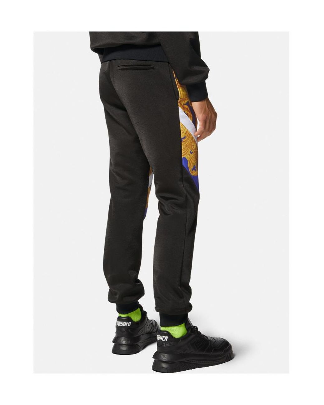 Versace Black Baroque Printed Panelled Joggers for men