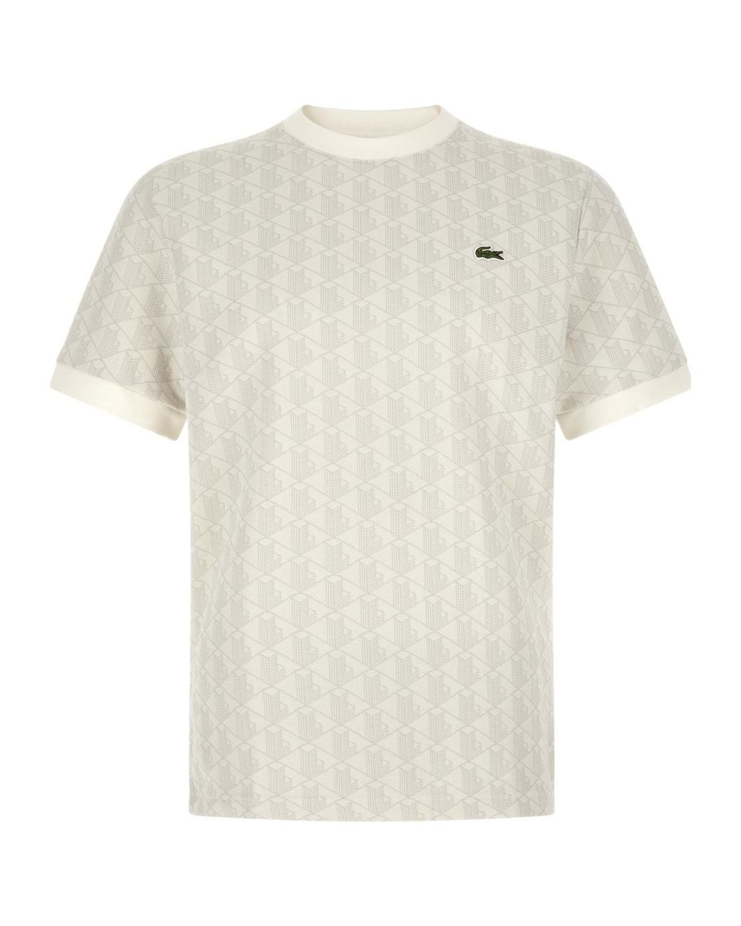 Lacoste White Monogram Jacquard Knitted Top for men
