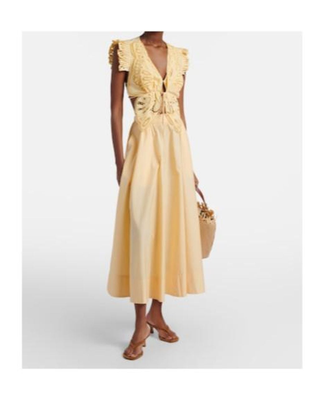 Farm Rio Yellow Broderie Anglaise Cotton Crop Top