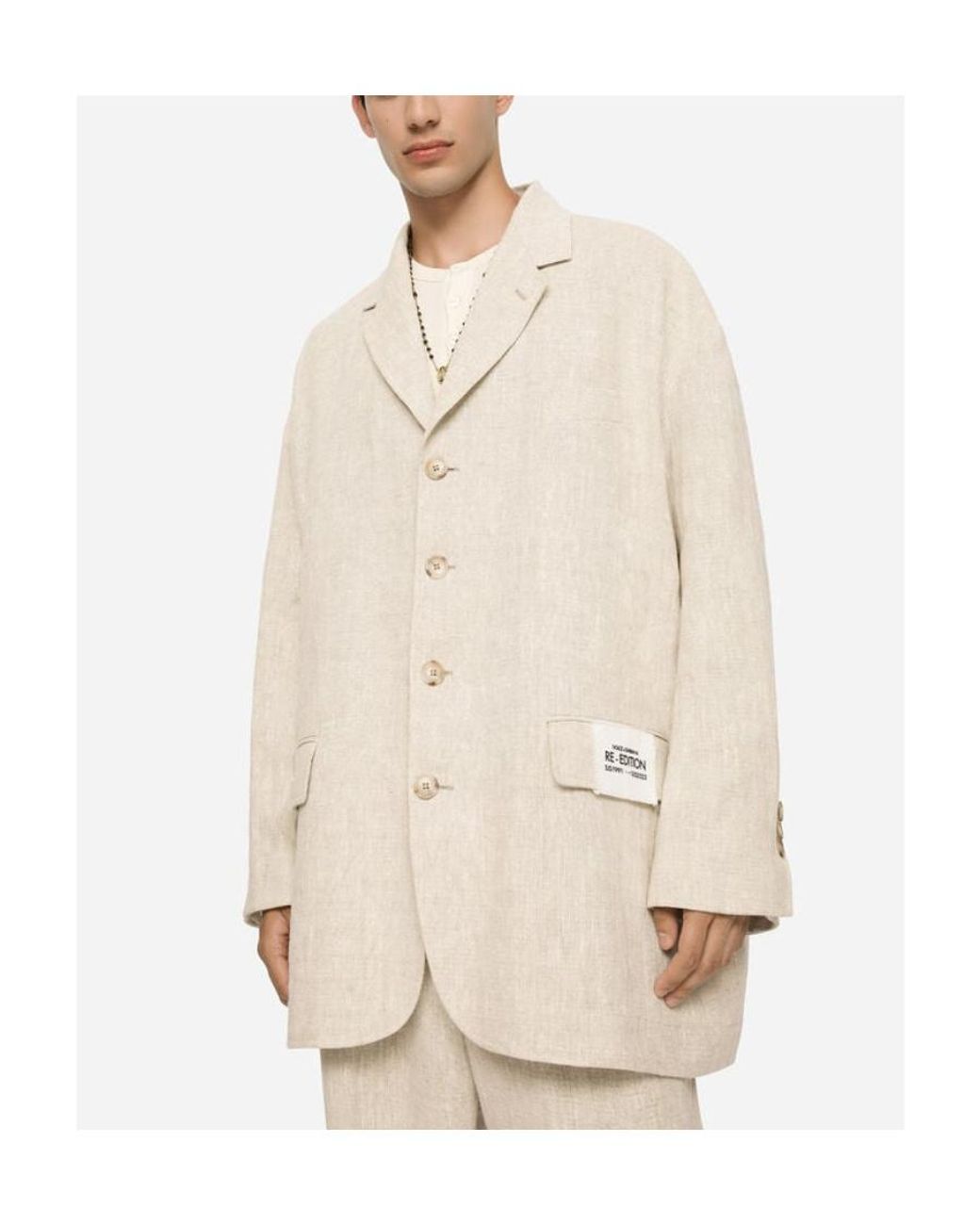 Dolce & Gabbana White Oversize Single-Breasted Jacket for men