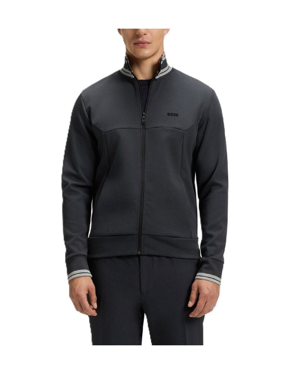 Boss Blue Standcollar Zipup Track Jacket for men