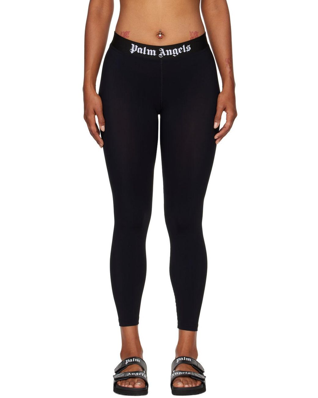 Palm Angels Black Logo Band Leggings