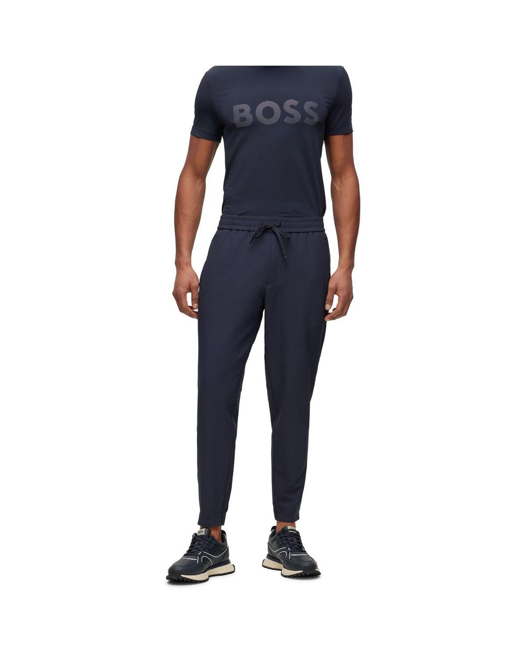 Boss Blue Solid Color Casual Pants for men