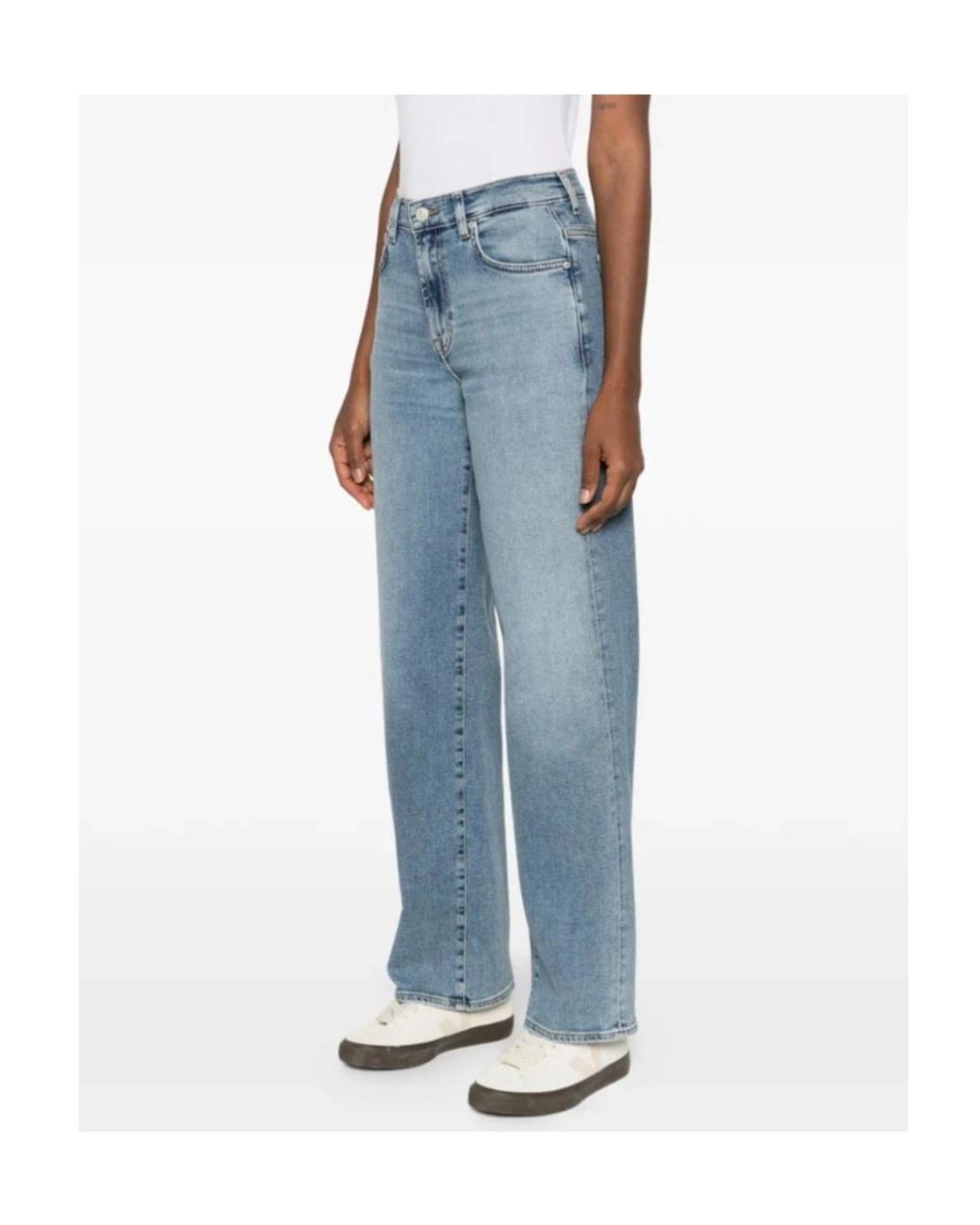 7 For All Mankind Blue Stovepipe Straight Jeans