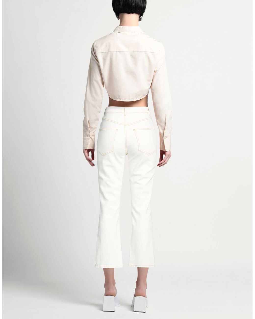 Tory Burch White Colored Flared Jeans