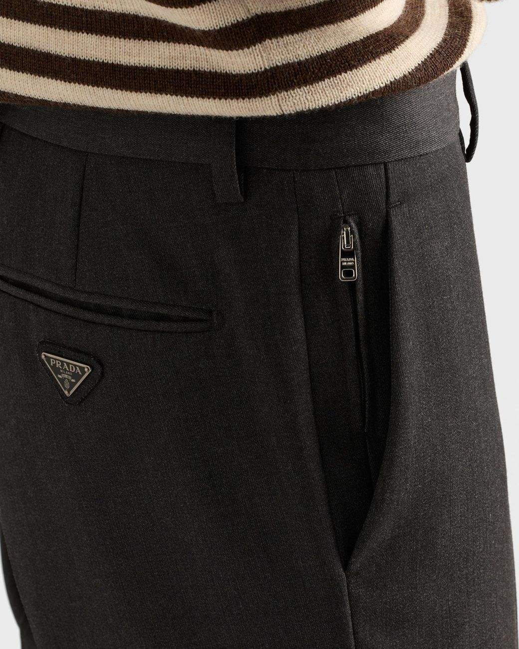 Prada Gray Pleated Tailored Trousers for men